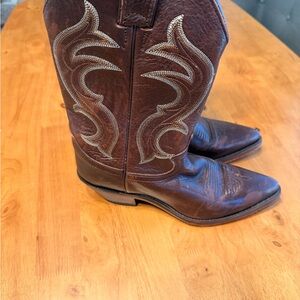 Justin Bay Apache Womens Size 6.5 Shoes Brown Leather Roper Western Cowboy Boots